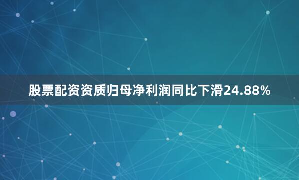 股票配资资质归母净利润同比下滑24.88%